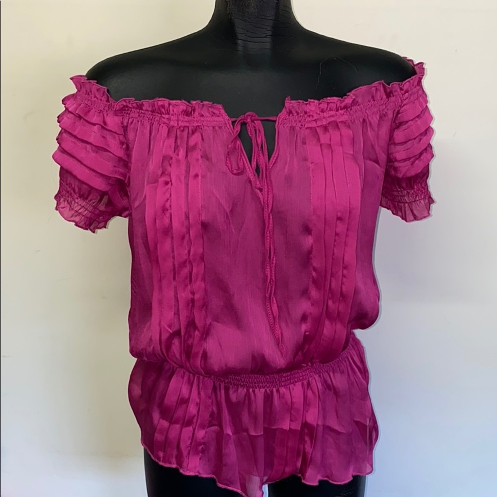 Wet Seal cold shoulder magenta blouse